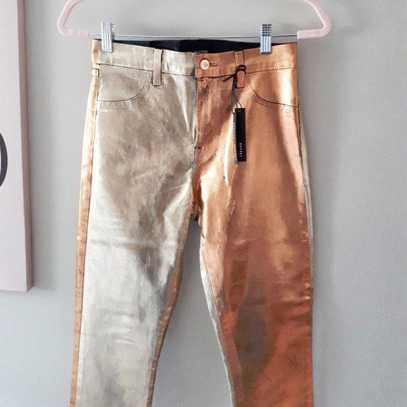 J Brand high shine gold high rise skinny jeans - Picture 9 of 11